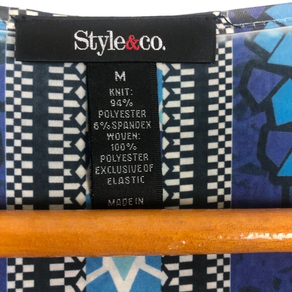 New Style Co Sleeveless Maxi Dress Sz Medium Blue Mandala Print Studded Detail - Picture 3 of 12